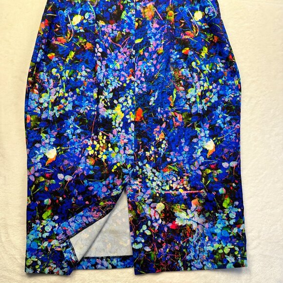 Guantina Womens Sweetheart Midi Bodycon blue dress M/40 Wearable Art Print Artzy - Picture 12 of 13